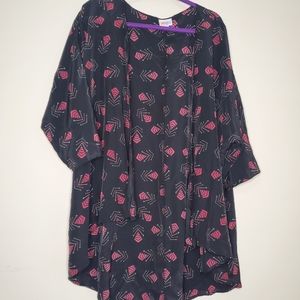 LuLaRoe Lindsay Kimono Large Black & Red